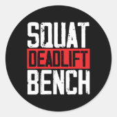 Squat Deadlift Bench Gewichtheffen Powerlifting Bo Ronde Sticker (Voorkant)