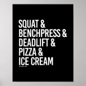 Squat en Benchpress en Deadlift en Pizza - Poster (Voorkant)