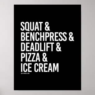 Squat en Benchpress en Deadlift en Pizza - Poster