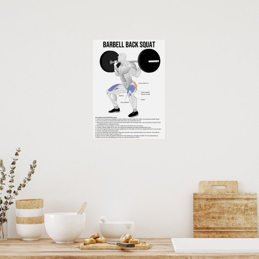 Squat - Exercise - Muscle Anatomee Chart Poster (Keuken)