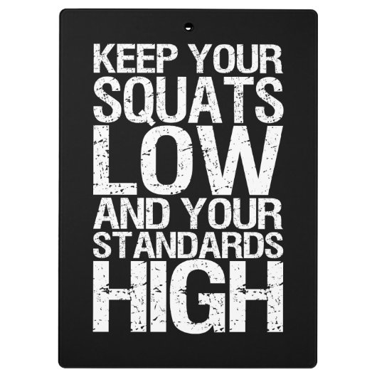 Squat Low - Bodybuilding Workout Motivational Klembord (Achterkant)