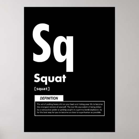 Squat - Periodic Table - Funny Gym Meme Poster (Voorkant)