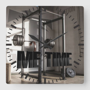 Squat Rack Workout Motivation - Me Time - Gym Vierkante Klok