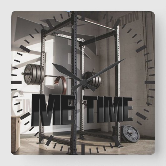 Squat Rack Workout Motivation - Me Time - Gym Vierkante Klok (Voorkant)