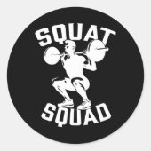 Squat Squad Workout Partner Trainer Coach Bodybuil Ronde Sticker (Voorkant)