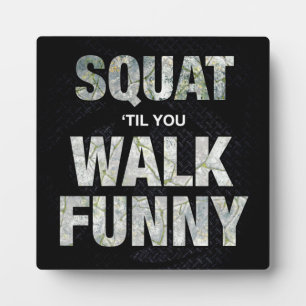 Squat 'tot je loopt grappig fotoplaat