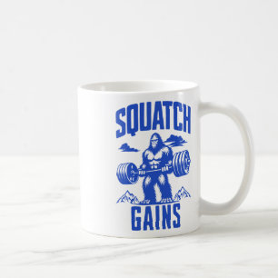 Squatch Krijgt Gewichtheffen Humor Monochrome Gym Koffiemok