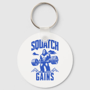 Squatch Krijgt Gewichtheffen Humor Monochrome Gym Sleutelhanger