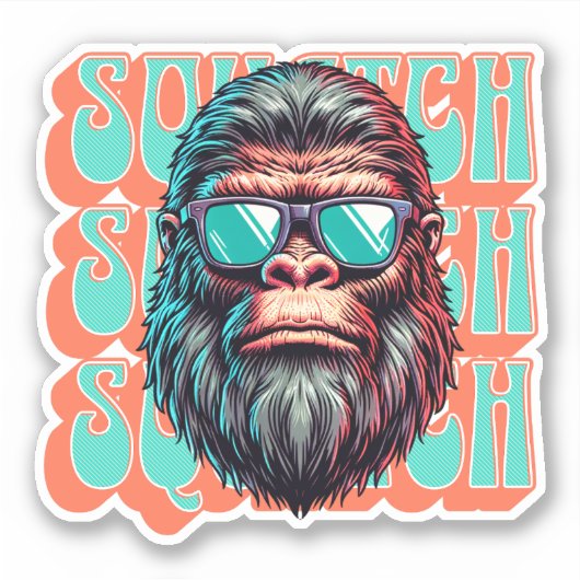 Squatch Retro Style Comic Pop Art Sticker (Voorkant)