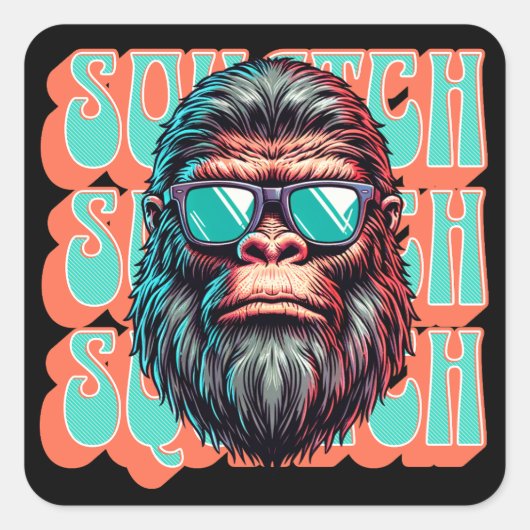  Squatch Retro Style Comic Pop Art Vierkante Sticker (Voorkant)