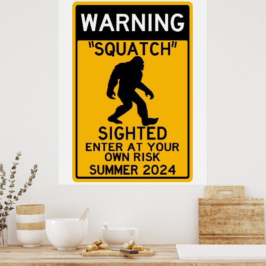 Squatch (Sasquatch) Gewogen binnengaan bij uw eige Poster (Keuken)
