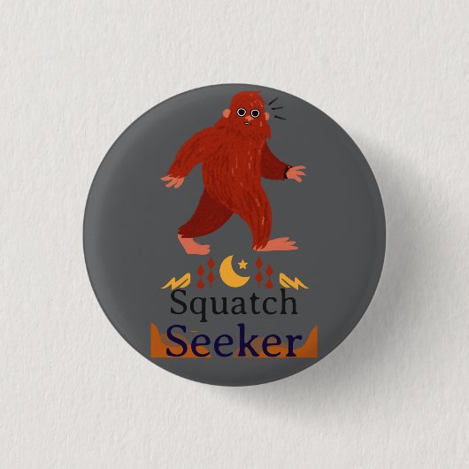 squatch seeker grote voet ronde button 3,2 cm (Voorkant)