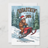 Squatchin' through the Snow Bigfoot Christmas Feestdagenkaart (Voorkant)