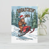 Squatchin' through the Snow Bigfoot Christmas Feestdagenkaart (Staand voorkant)