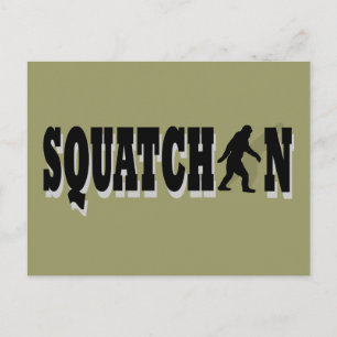 Squatchin, zwarte tekst briefkaart
