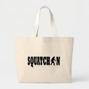 Squatchin, zwarte tekst grote tote bag