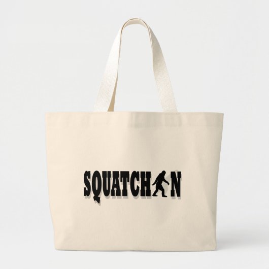 Squatchin, zwarte tekst grote tote bag (Voorkant)