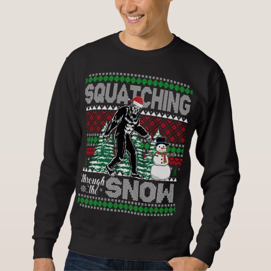 Squatching door de sneeuw Bigfoot Lelijke trui C (Voorkant)