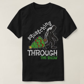 Squatching Through The Snow Bigfoot Art T-shirt