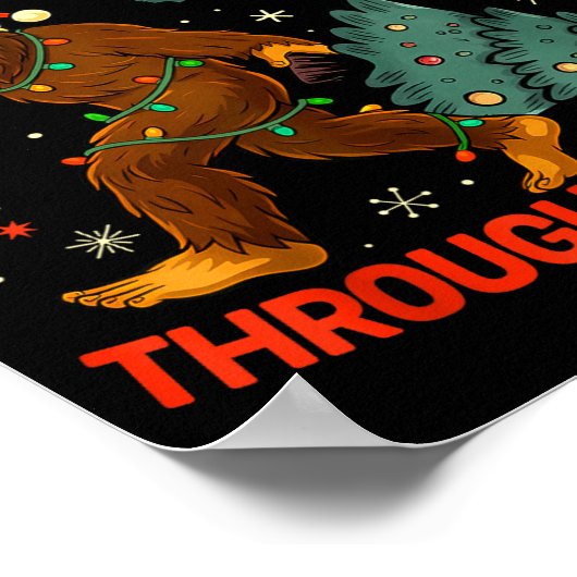 Squatching Through The Snow Funny Bigfoot Rock On  Poster (Hoek)