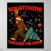 Squatching Through The Snow Funny Bigfoot Rock On  Poster (Voorkant)