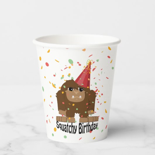 Squatchy Birthday Paper Cup Papieren Bekers (Voorkant)