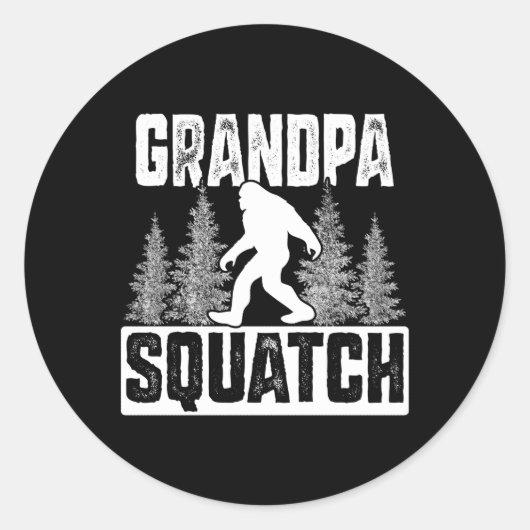 Squatchy Familie Bigfoos Opa Squatch Ronde Sticker (Voorkant)