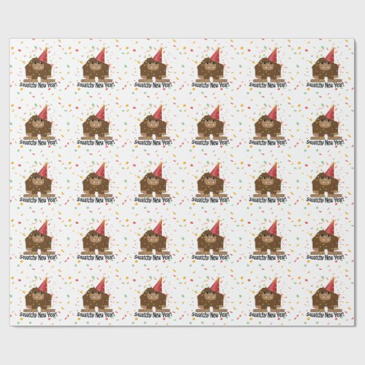 Squatchy nieuwjaar cadeaupapier (Vlak)
