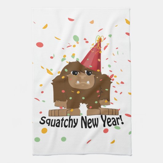 Squatchy nieuwjaar theedoek (Verticaal)