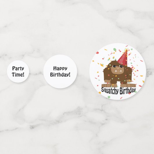Squatchy Verjaardag Schattige Sasquatch Confetti (Voorkanten)