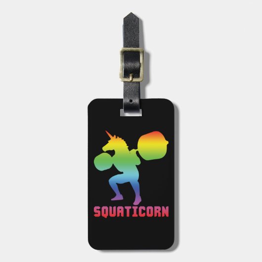 Squaticorn - Beend Day - Squat Unicorn - Workout Bagagelabel (Voorkant verticaal)