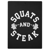 Squats and Steak, Beendag - Funny Workout Klembord (Achterkant)