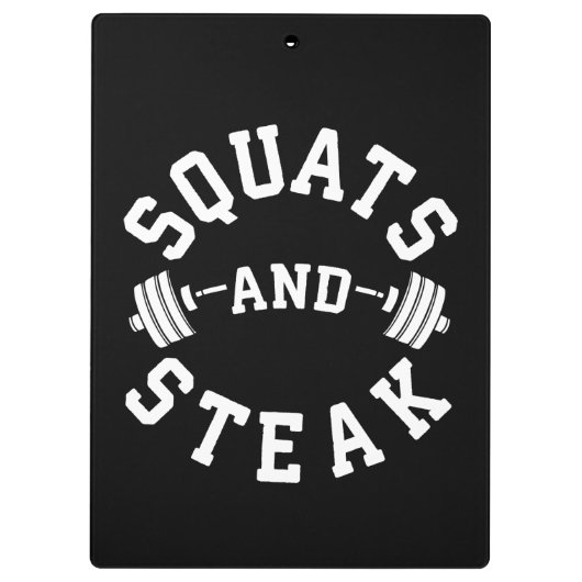 Squats and Steak, Beendag - Funny Workout Klembord (Achterkant)