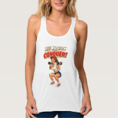 Squats Conquer -Funny Retro Gym Pin-Up- Activewear Tanktop (Voorkant)