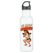 Squats Conquer Funny Retro Gym Pin-Up Motivational Waterfles (Voorkant)