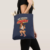 Squats Conquer Funny Retro Pin-Up Motivational Gym Tote Bag (Dichtbij)