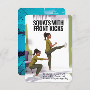 Squats met Kicks Fitness Kaart met Blue Backing
