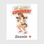 Squats To Conquer -Funny Retro Fitness Pin-Up- Gym Sticker (Vel)