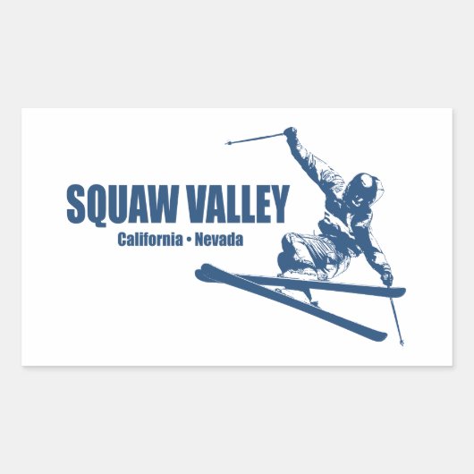 Squaw Valley Ski Resort Skier Rechthoekige Sticker (Voorkant)