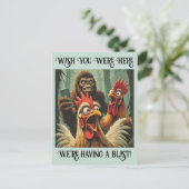 “Squawk & Snapshot” Cheesy Chicken Briefkaart (Staand voorkant)