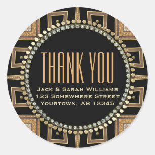 Squaza-sq Art Deco Goud Zwart Dank Je Rond Ronde Sticker