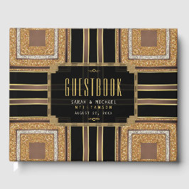 Squazi Art Deco Glitter Gold Black Patroon Gastenboek