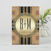 Squazi ArtDeco Goud Zwart Cocktail Feestje Kaart (Staand voorkant)