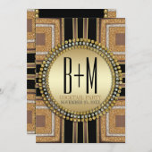 Squazi ArtDeco Goud Zwart Cocktail Feestje Kaart (Voorkant / Achterkant)