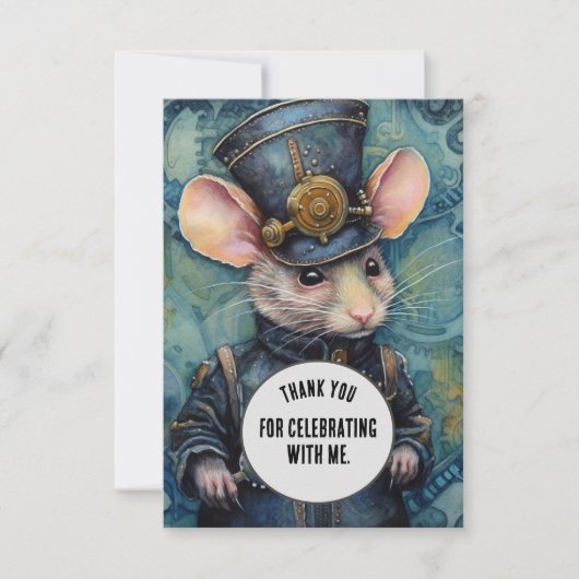 Squeakins Dank u Steampunk dier Custom Bedankkaart (Voorkant)