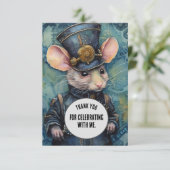 Squeakins Dank u Steampunk dier Custom Bedankkaart (Staand voorkant)