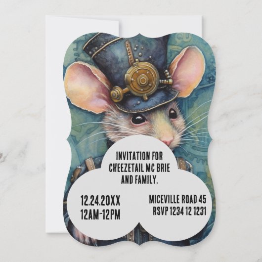 Squeakins Steampunk Dier Aangepaste naam Kaart (Achterkant)