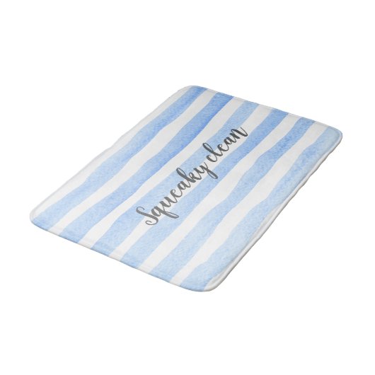 Squeaky Clean blue stripe waterverf badmat (Gekanteld)