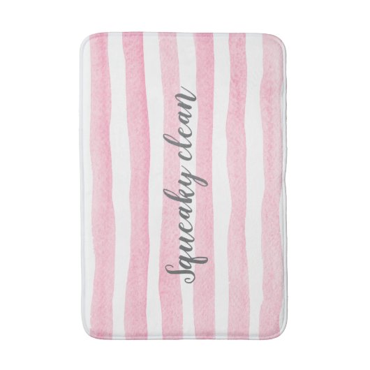 Squeaky Clean roze streep waterverf badmat (Voorkant Verticaal)