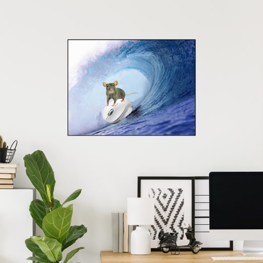 Squeaky muis rijdt computermuis poster (Thuiskantoor)